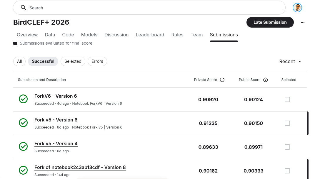 Classification de sons d'oiseaux, BirdCLEF+ 2026 (Kaggle)